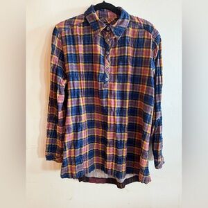 J. Peterman mixed media Flannel Shirt Women’s M Lumberjack Holiday Boho Plaid